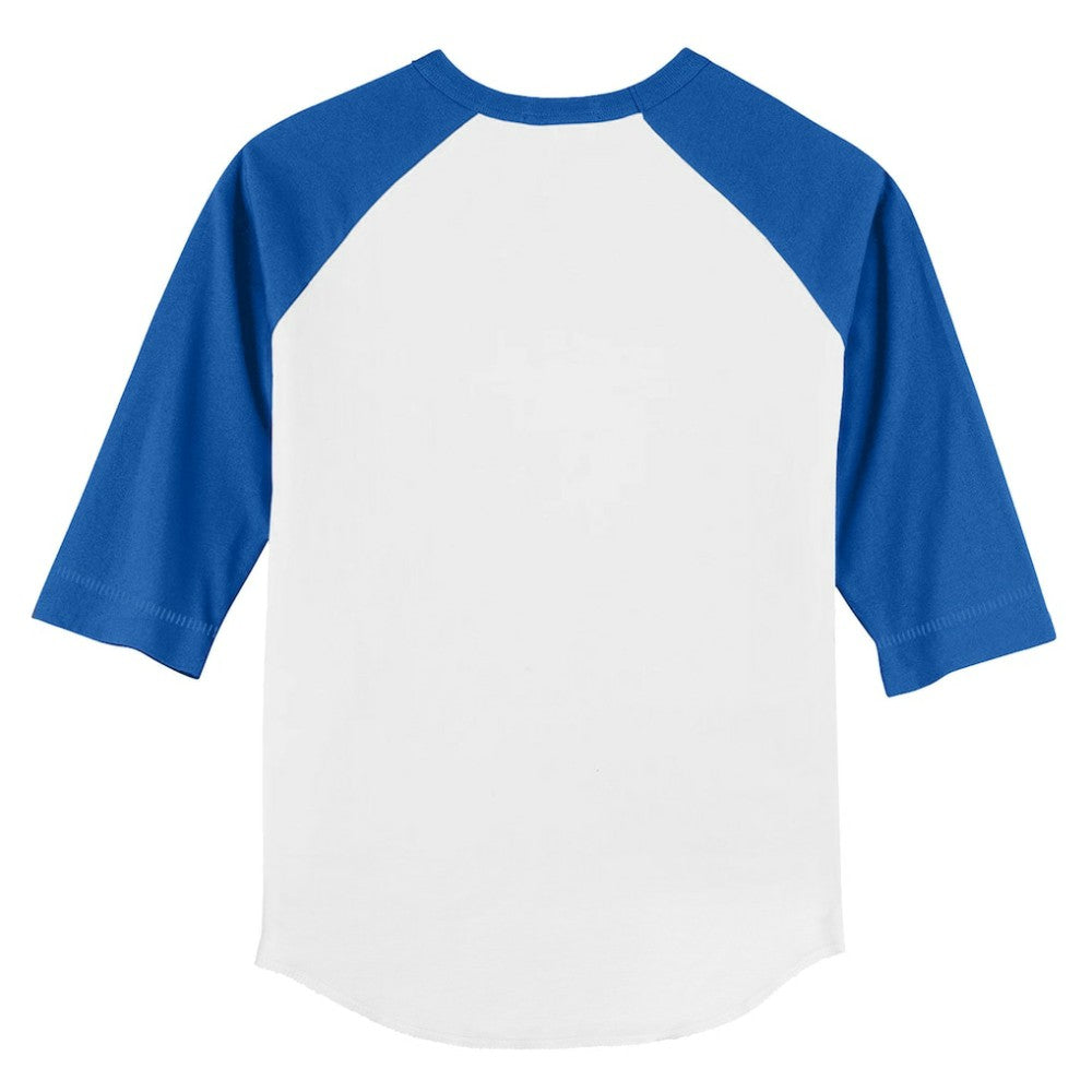 White/Royal Toronto Blue Jays Tiny Turnip Youth TT Rex 3/4-Sleeve Raglan T-Shirt
