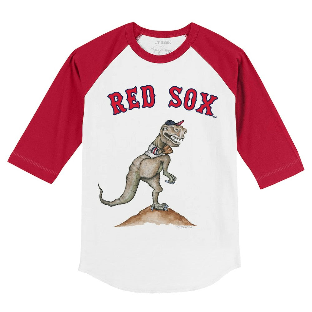 White/Red Boston Red Sox Tiny Turnip Youth TT Rex 3/4-Sleeve Raglan T-Shirt