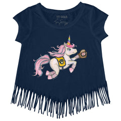 Navy Milwaukee Brewers Tiny Turnip Girls Youth Unicorn Fringe T-Shirt