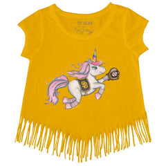 Gold San Diego Padres Tiny Turnip Girls Youth Unicorn Fringe T-Shirt