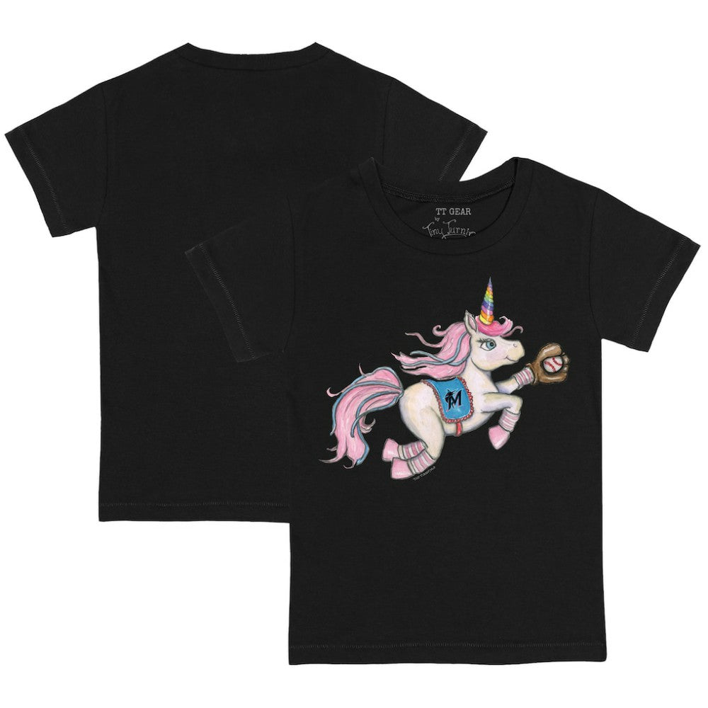 Black Miami Marlins Tiny Turnip Youth Unicorn T-Shirt