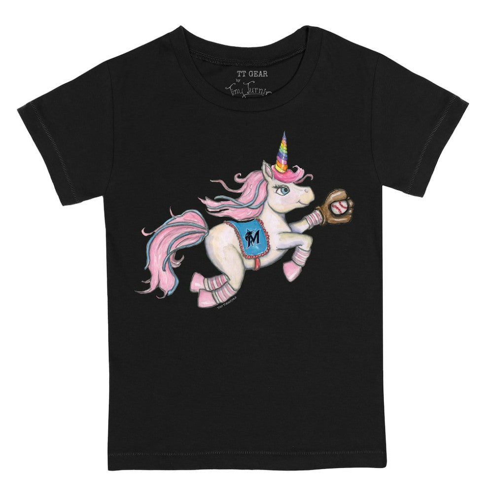 Black Miami Marlins Tiny Turnip Youth Unicorn T-Shirt