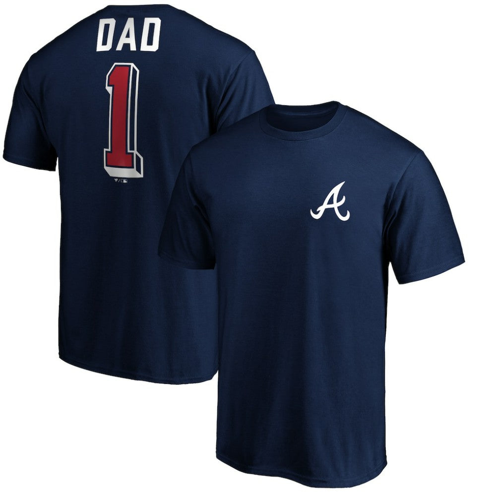 Navy Atlanta Braves Number One Dad T-Shirt