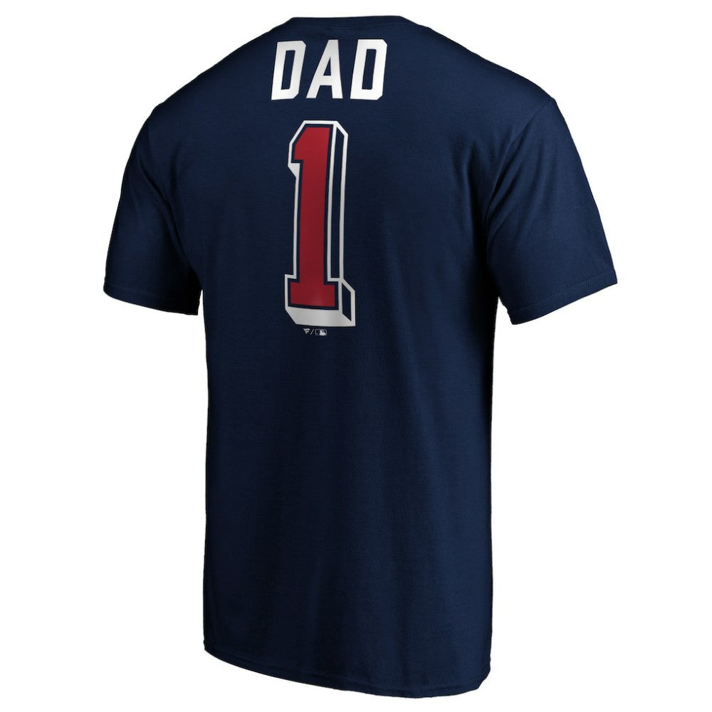 Navy Atlanta Braves Number One Dad T-Shirt