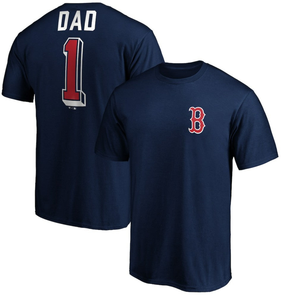 Navy Boston Red Sox Number One Dad T-Shirt