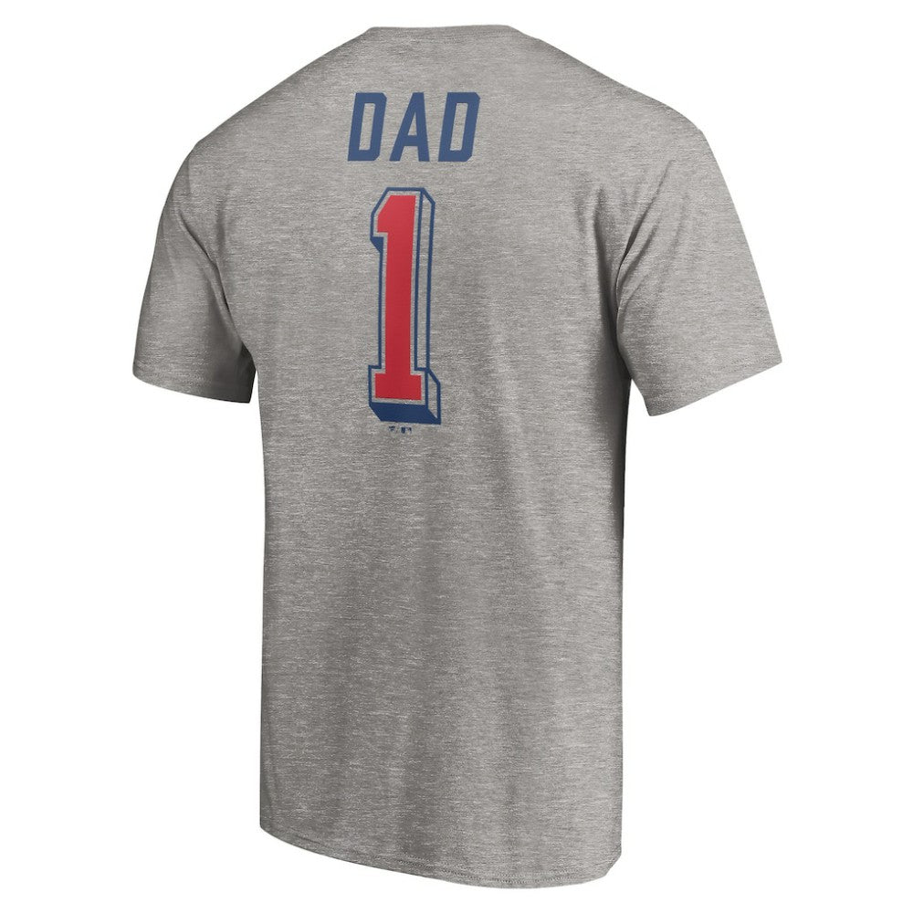 Heather Gray Chicago Cubs Number One Dad T-Shirt