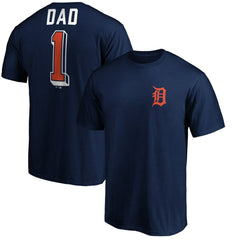 Navy Detroit Tigers Number One Dad T-Shirt