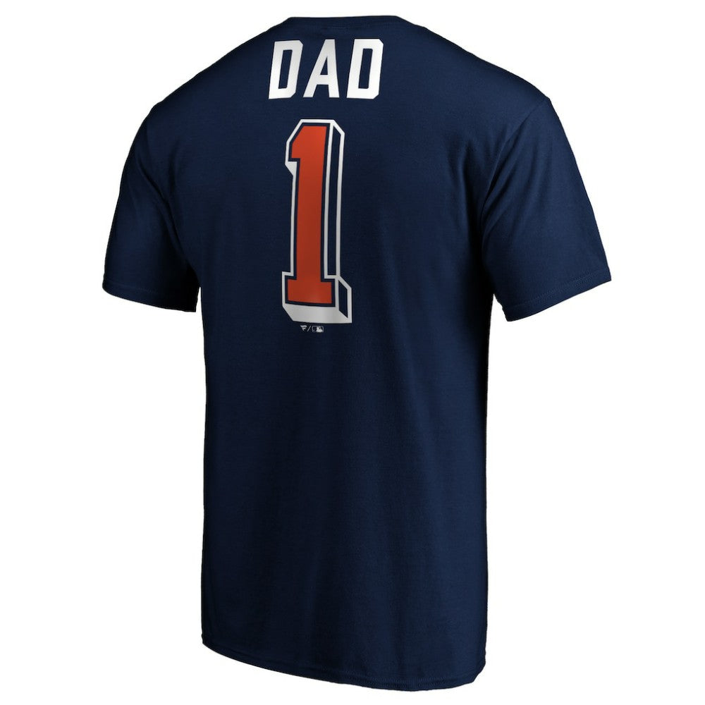 Navy Detroit Tigers Number One Dad T-Shirt