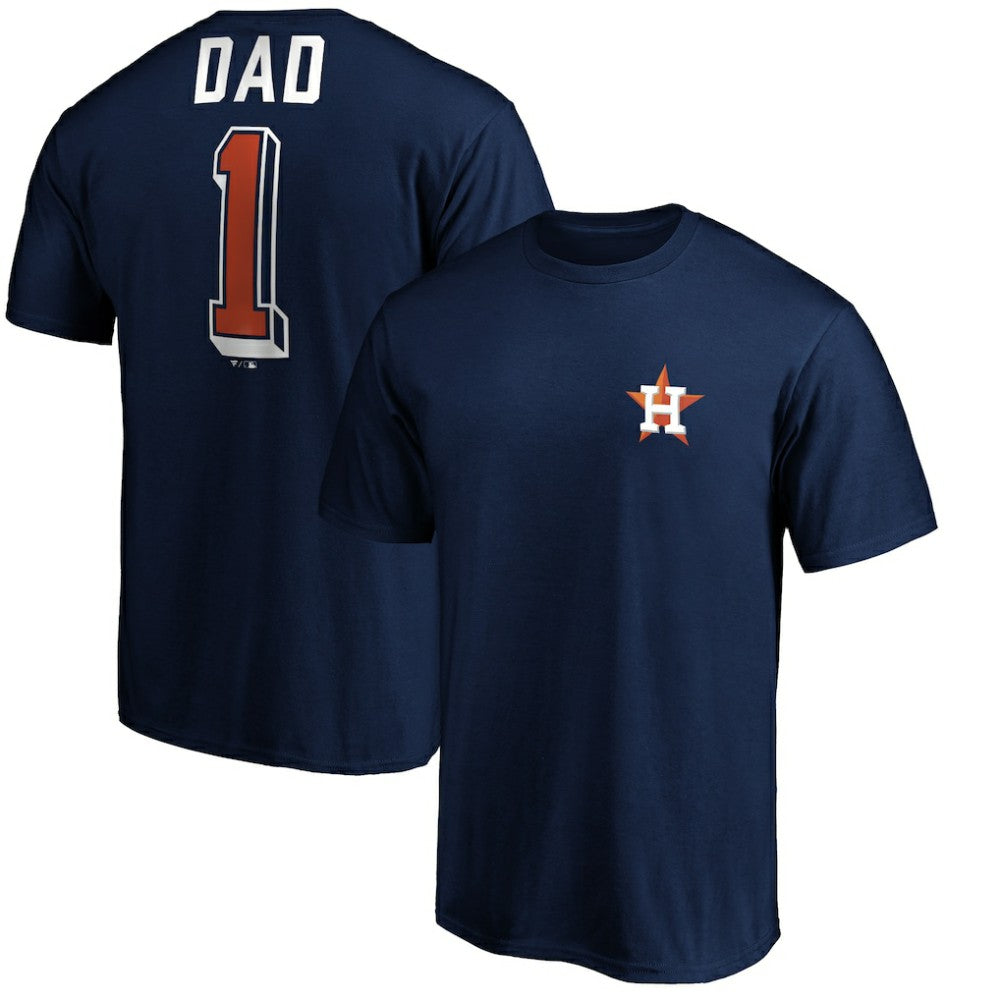 Navy Houston Astros Number One Dad T-Shirt