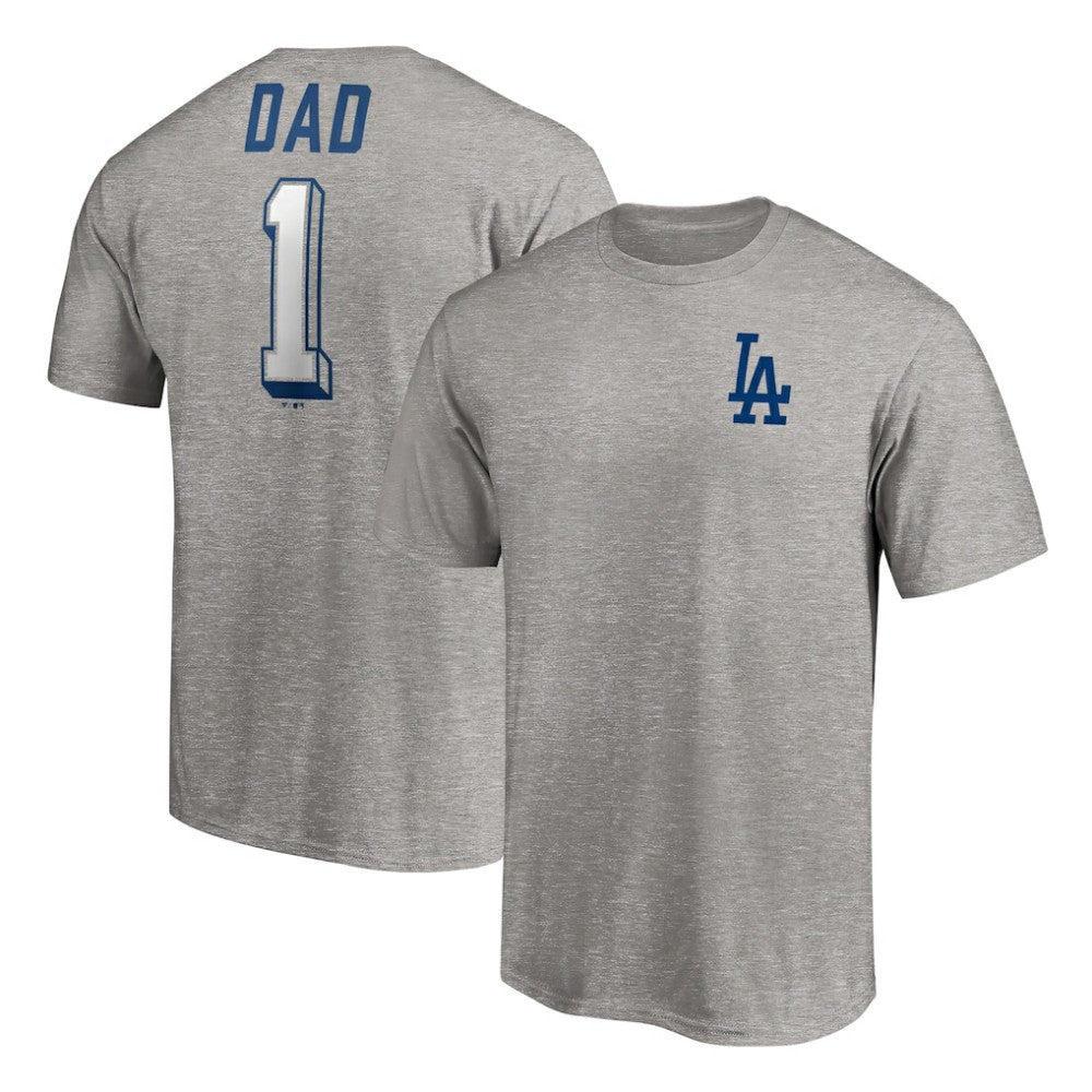 Heather Gray Los Angeles Dodgers Number One Dad T-Shirt