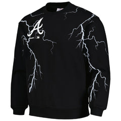 Black Atlanta Braves PLEASURES Lightning Crewneck Pullover Sweatshirt