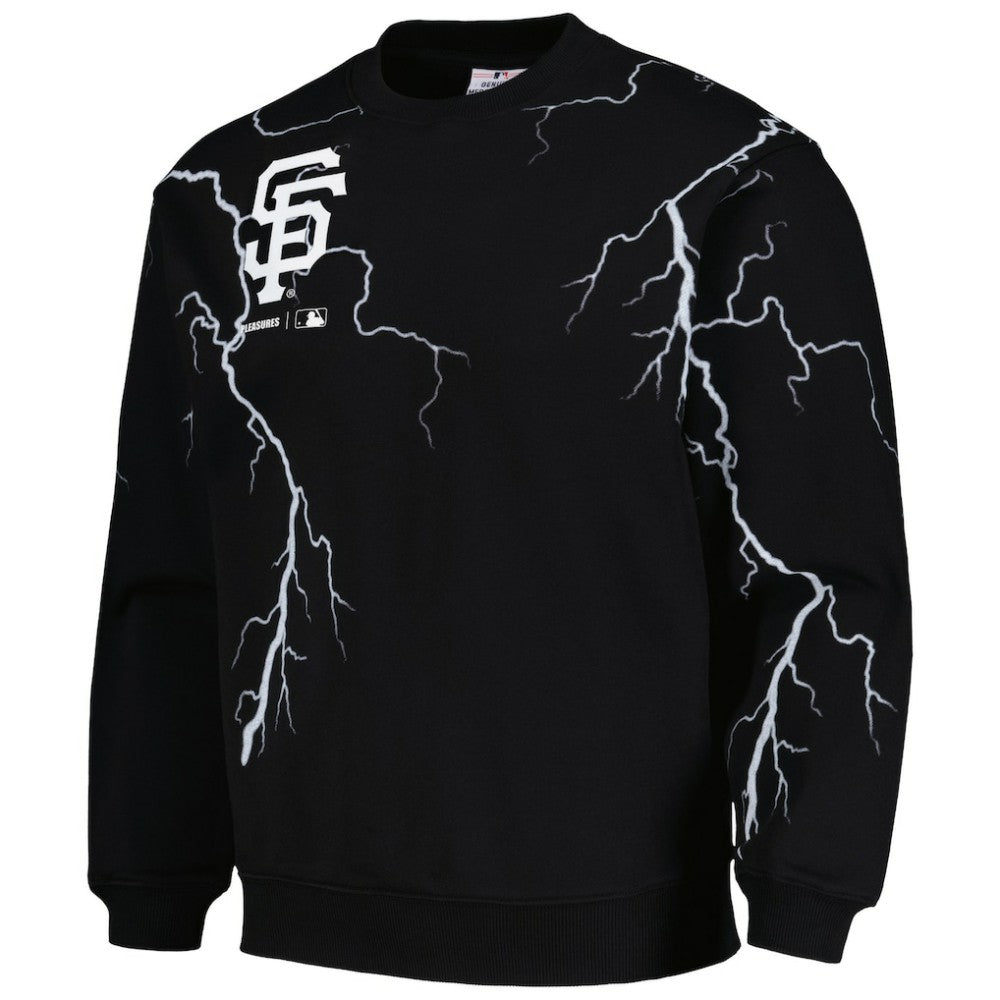 Black San Francisco Giants PLEASURES Lightning Crewneck Pullover Sweatshirt
