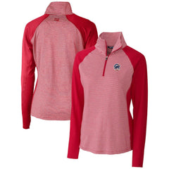 Cardinal Chicago Cubs Cutter & Buck Women's Americana Logo Forge Tonal Stripe Stretch Half-Zip Pullover Top