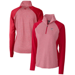 Cardinal Cincinnati Reds Cutter & Buck Women's Americana Logo Forge Tonal Stripe Stretch Half-Zip Pullover Top