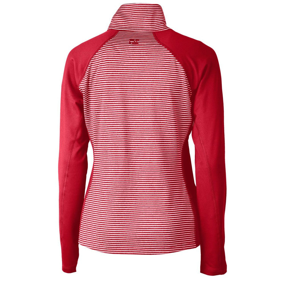 Cardinal Cincinnati Reds Cutter & Buck Women's Americana Logo Forge Tonal Stripe Stretch Half-Zip Pullover Top