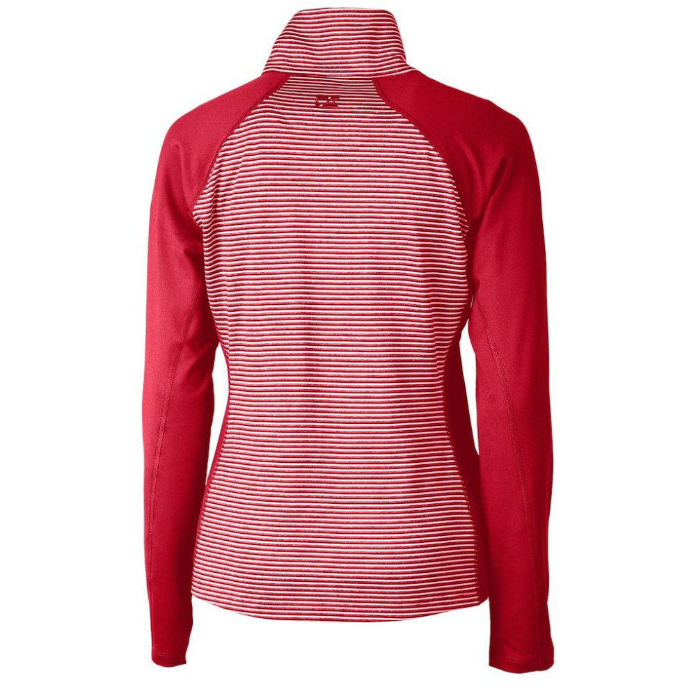 Cardinal Boston Red Sox Cutter & Buck Women's Americana Logo Forge Tonal Stripe Stretch Half-Zip Pullover Top