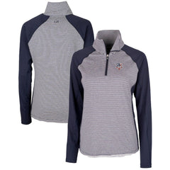 Navy Minnesota Twins Cutter & Buck Women's Americana Logo Forge Tonal Stripe Stretch Half-Zip Pullover Top