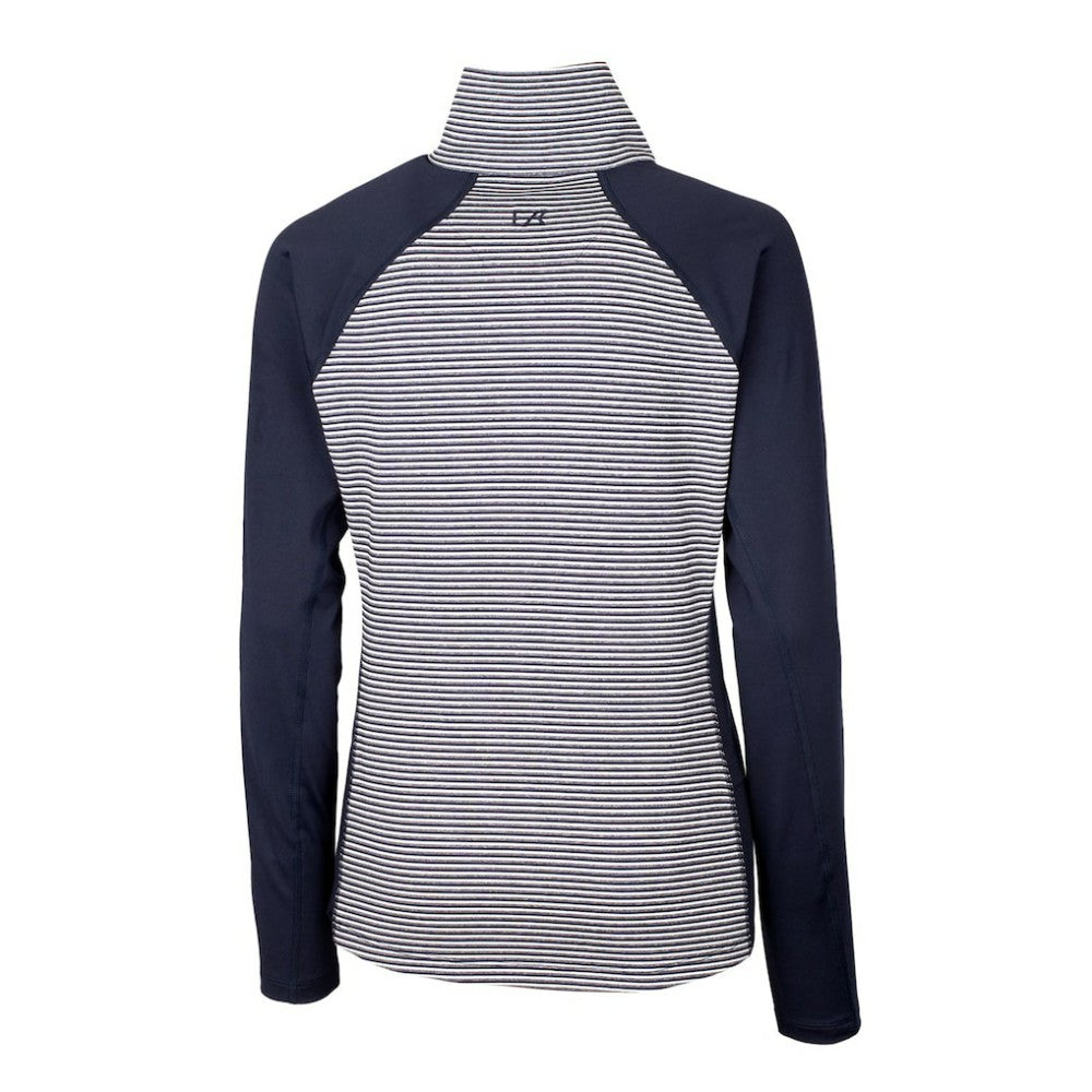 Navy Minnesota Twins Cutter & Buck Women's Americana Logo Forge Tonal Stripe Stretch Half-Zip Pullover Top