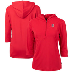 Red Minnesota Twins Cutter & Buck Women's Americana Logo DryTec Virtue Eco Pique Recycled Half-Zip Pullover Hoodie