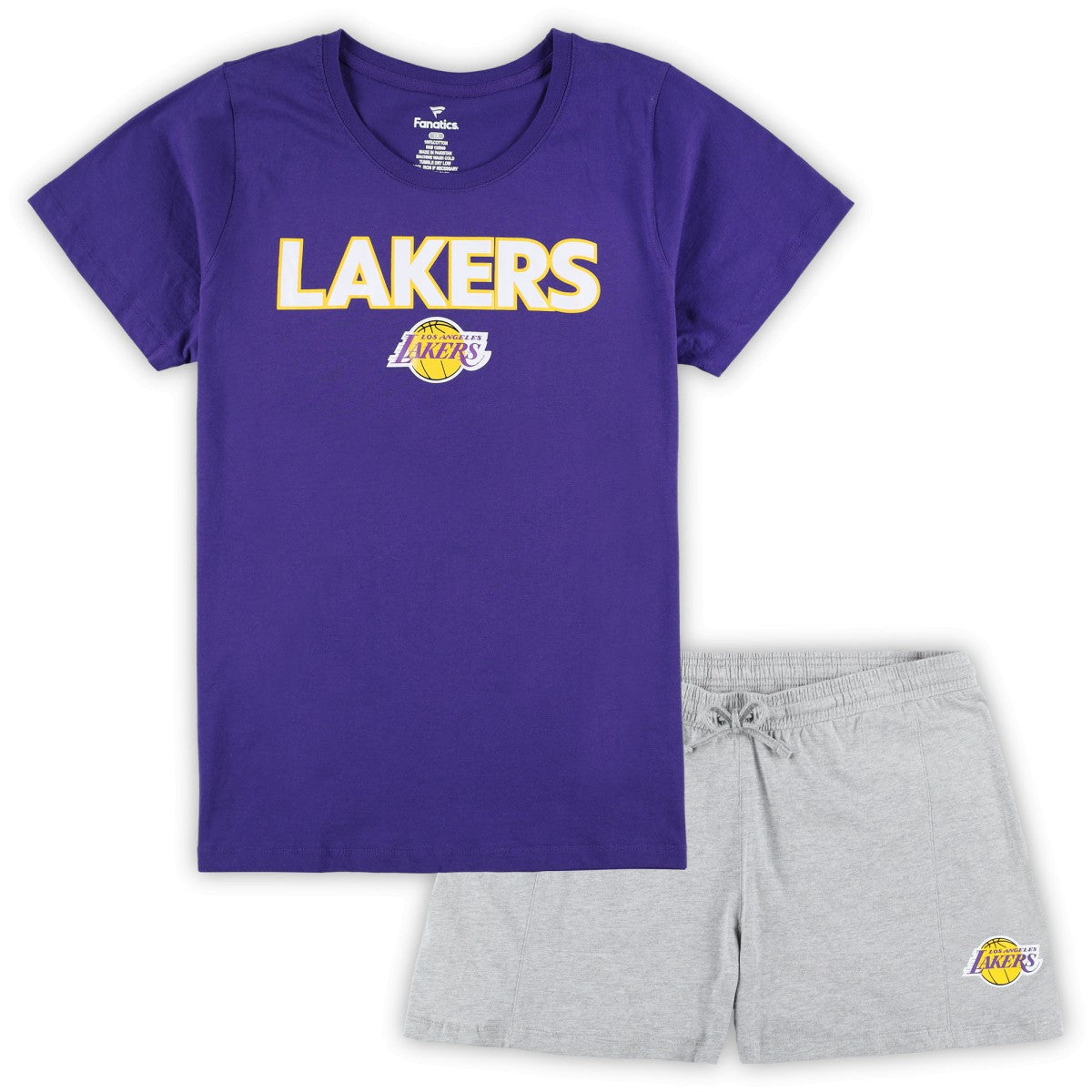 Fanatics Los Angeles Lakers Women's Plus Size T-Shirt & Shorts Combo Set