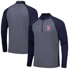 Navy Boston Red Sox Levelwear Charter Striped Raglan Quarter-Zip Top