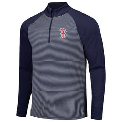 Navy Boston Red Sox Levelwear Charter Striped Raglan Quarter-Zip Top
