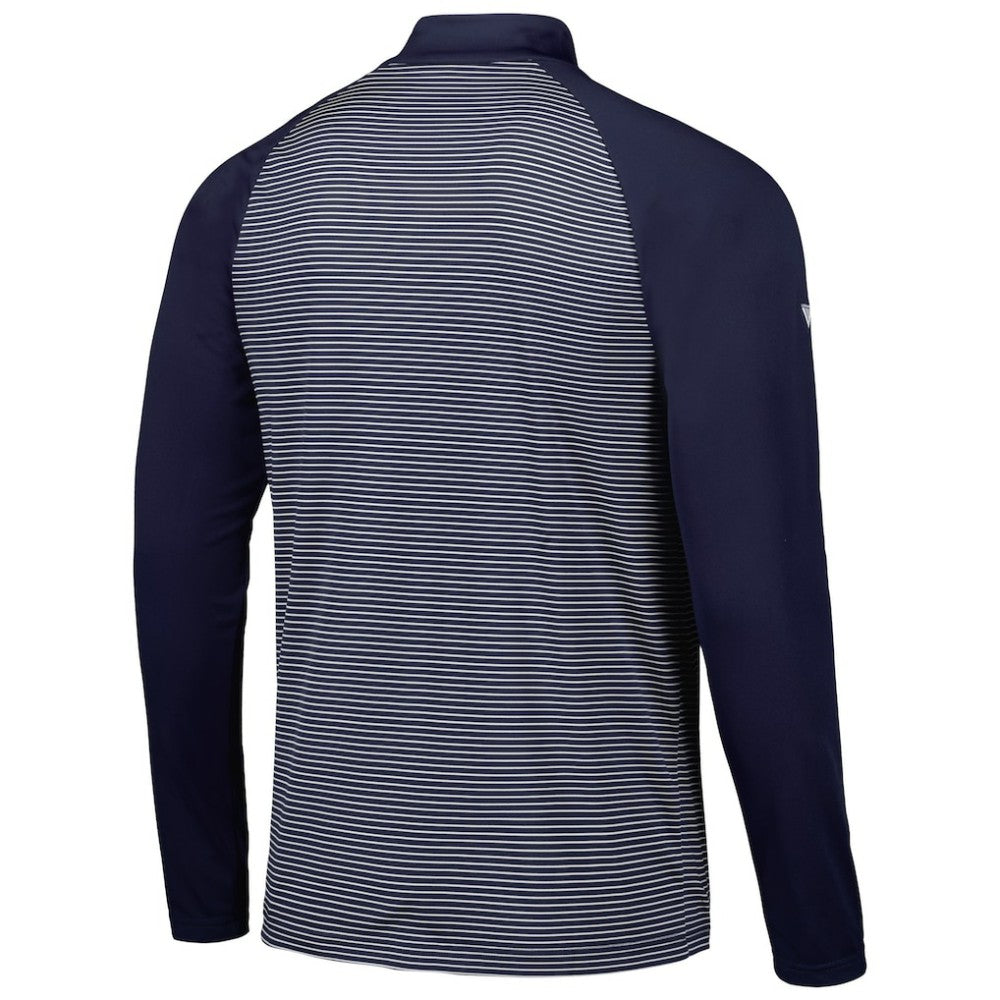 Navy Boston Red Sox Levelwear Charter Striped Raglan Quarter-Zip Top