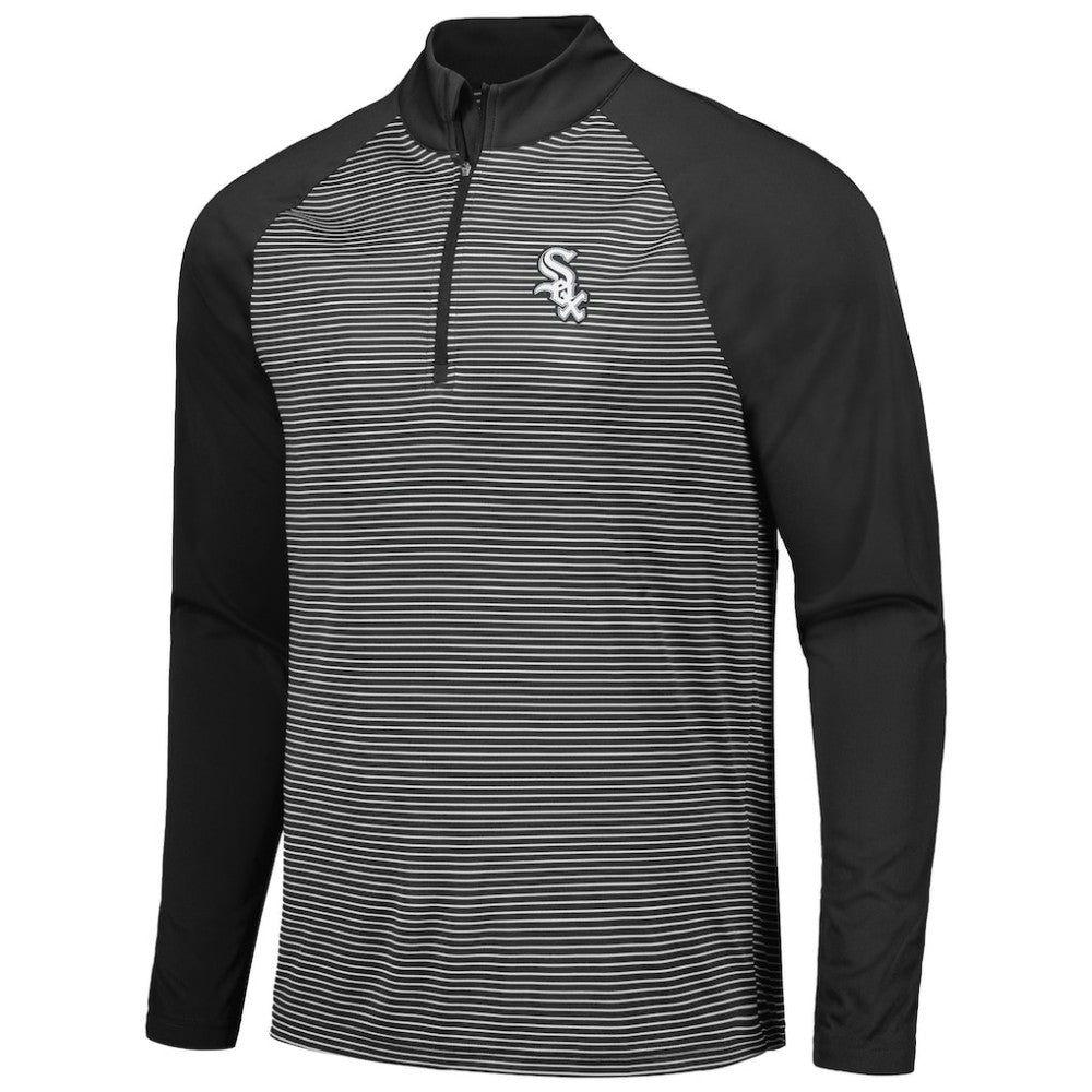 Black Chicago White Sox Levelwear Charter Striped Raglan Quarter-Zip Top