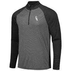Black Chicago White Sox Levelwear Charter Striped Raglan Quarter-Zip Top