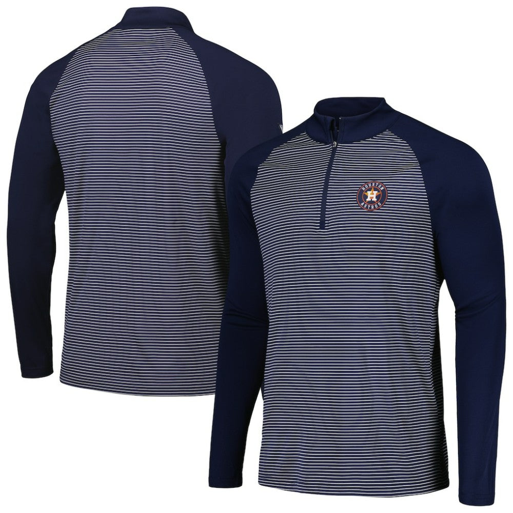 Navy Houston Astros Levelwear Charter Striped Raglan Quarter-Zip Top