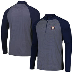 Navy Houston Astros Levelwear Charter Striped Raglan Quarter-Zip Top