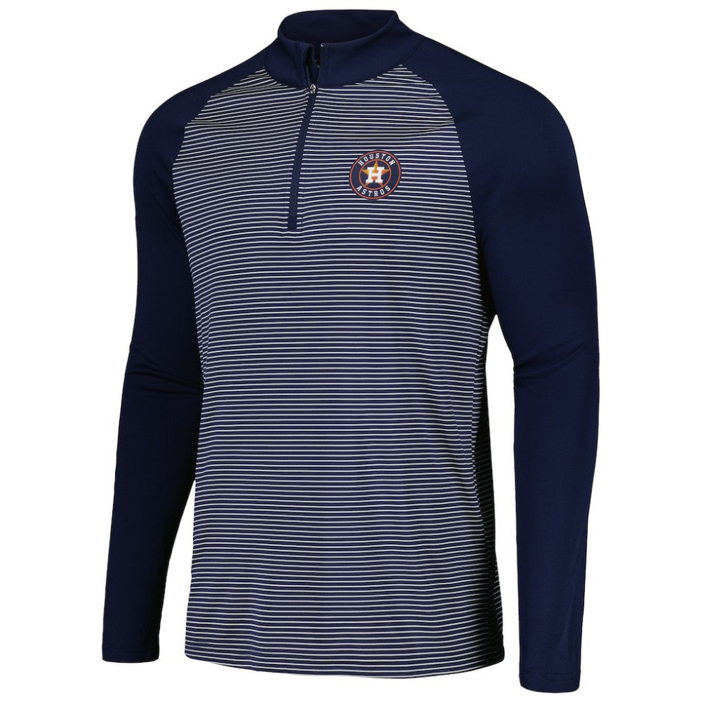 Navy Houston Astros Levelwear Charter Striped Raglan Quarter-Zip Top