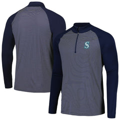 Navy Seattle Mariners Levelwear Charter Striped Raglan Quarter-Zip Top