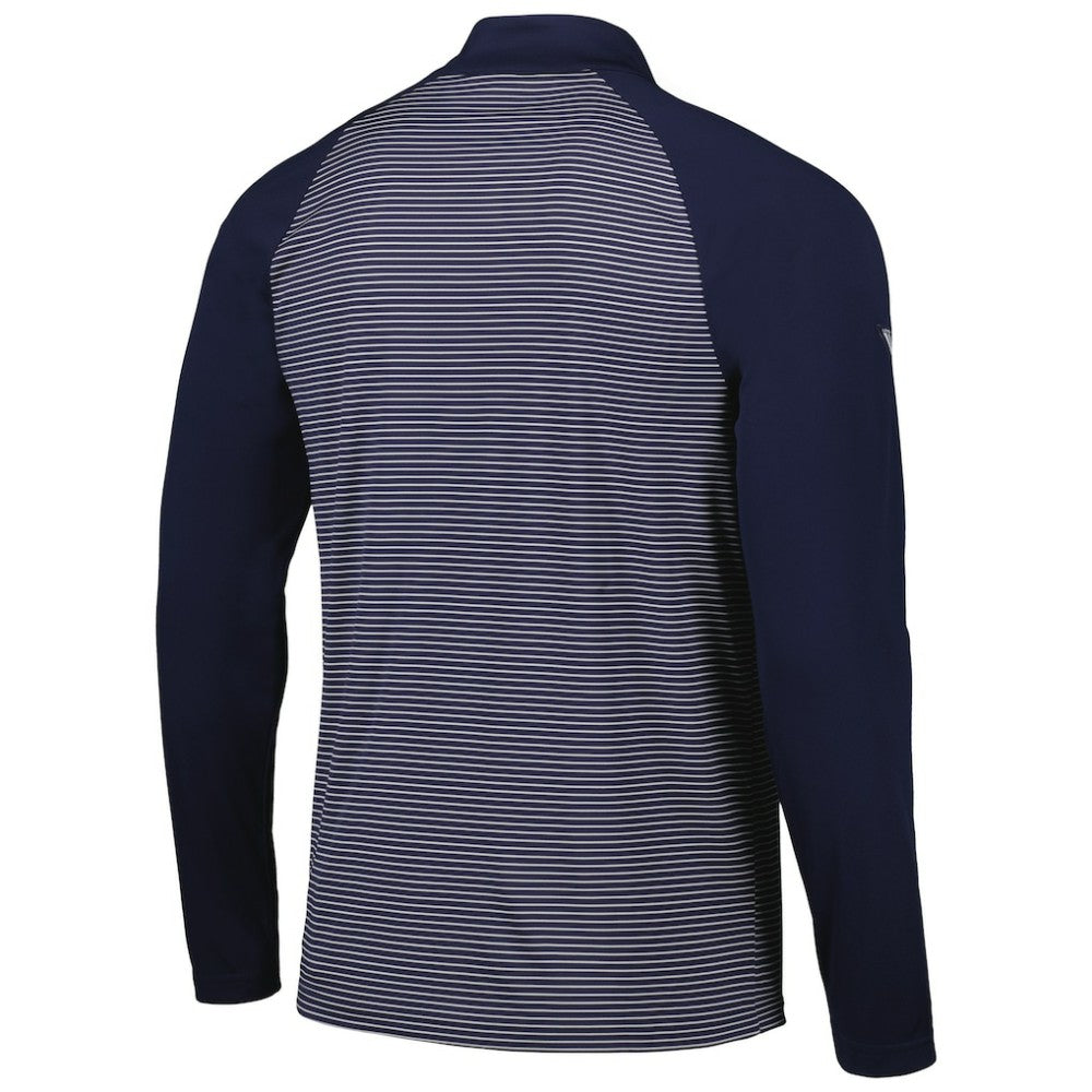 Navy Seattle Mariners Levelwear Charter Striped Raglan Quarter-Zip Top