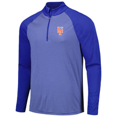 Royal New York Mets Levelwear Charter Striped Raglan Quarter-Zip Top