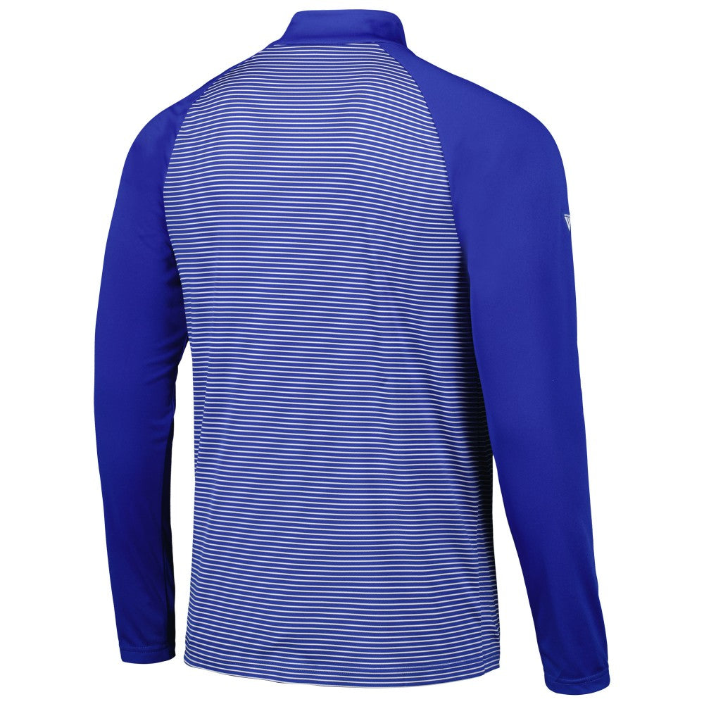 Royal New York Mets Levelwear Charter Striped Raglan Quarter-Zip Top