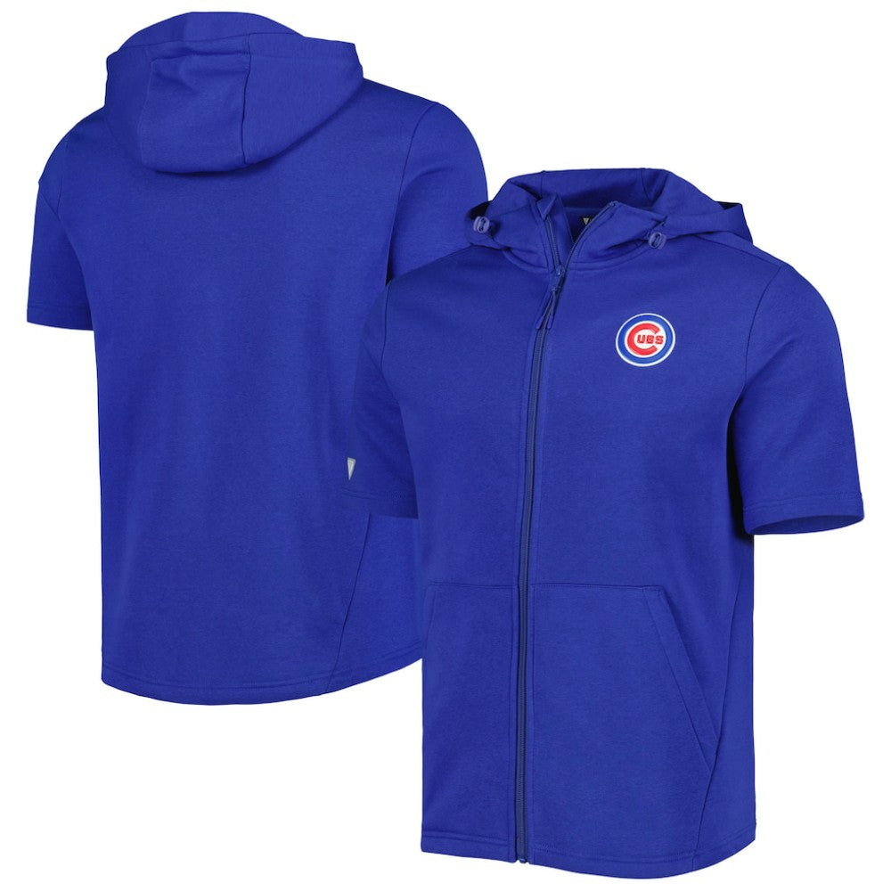 Royal Chicago Cubs Levelwear Recruit Full-Zip Short Sleeve Hoodie