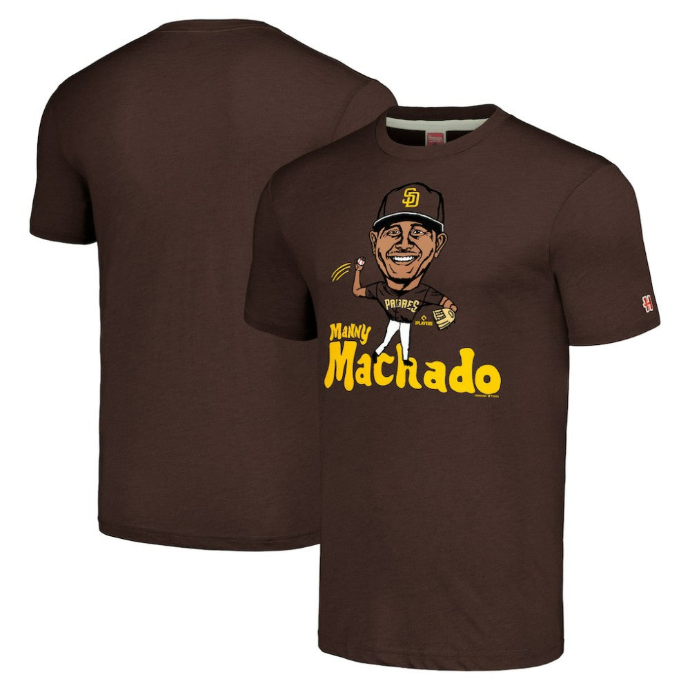 Brown Manny Machado San Diego Padres Homage Caricature Tri-Blend T-Shirt
