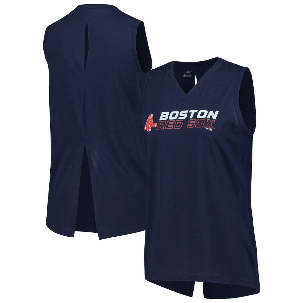 Navy Boston Red Sox Levelwear Women's Paisley Chase V-Neck Tank Top
