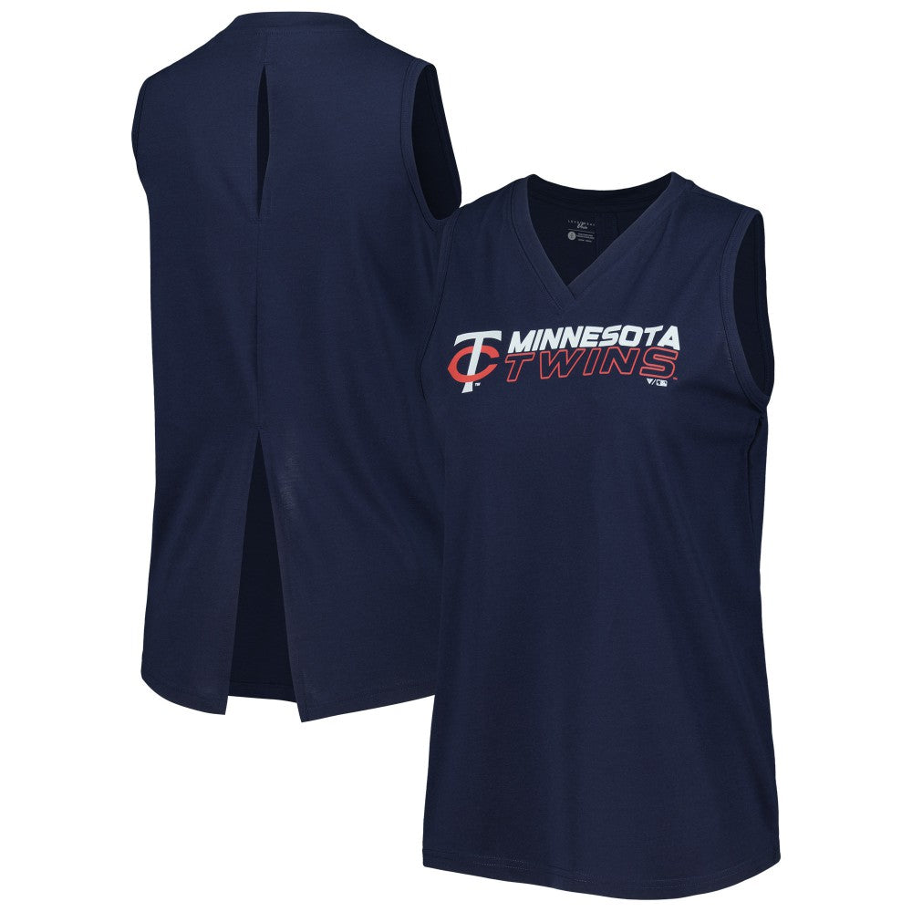 Navy Minnesota Twins Levelwear Women's Paisley Chase V-Neck Tank Top