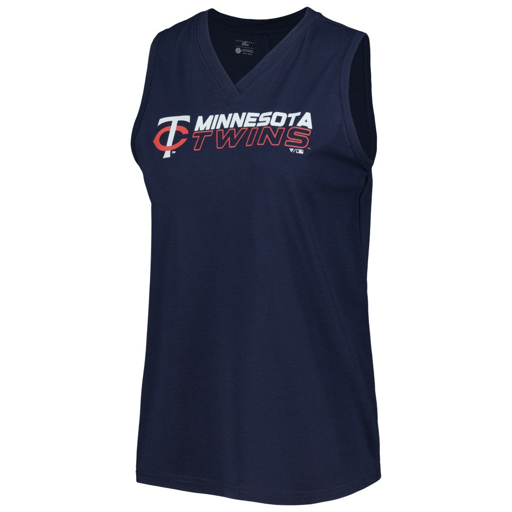 Navy Minnesota Twins Levelwear Women's Paisley Chase V-Neck Tank Top