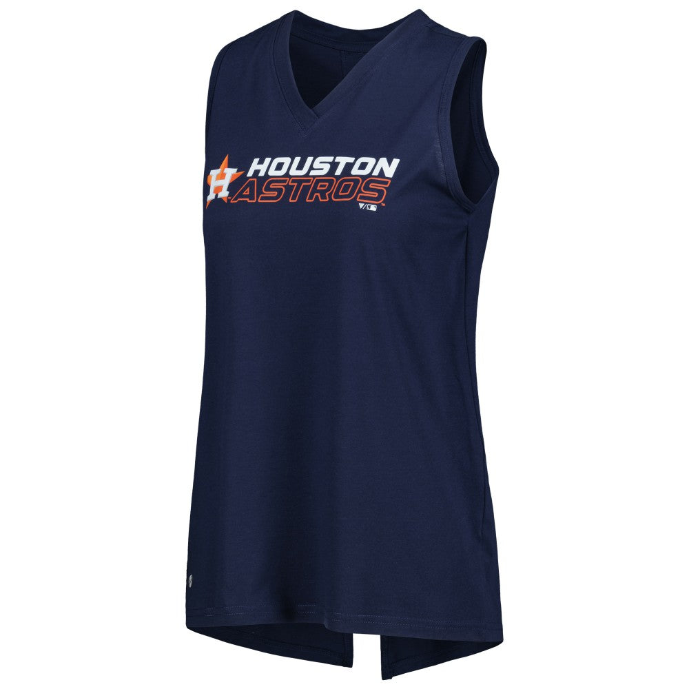 Navy Houston Astros Levelwear Women's Paisley Chase V-Neck Tank Top