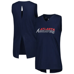 Navy Atlanta Braves Levelwear Women's Paisley Chase V-Neck Tank Top