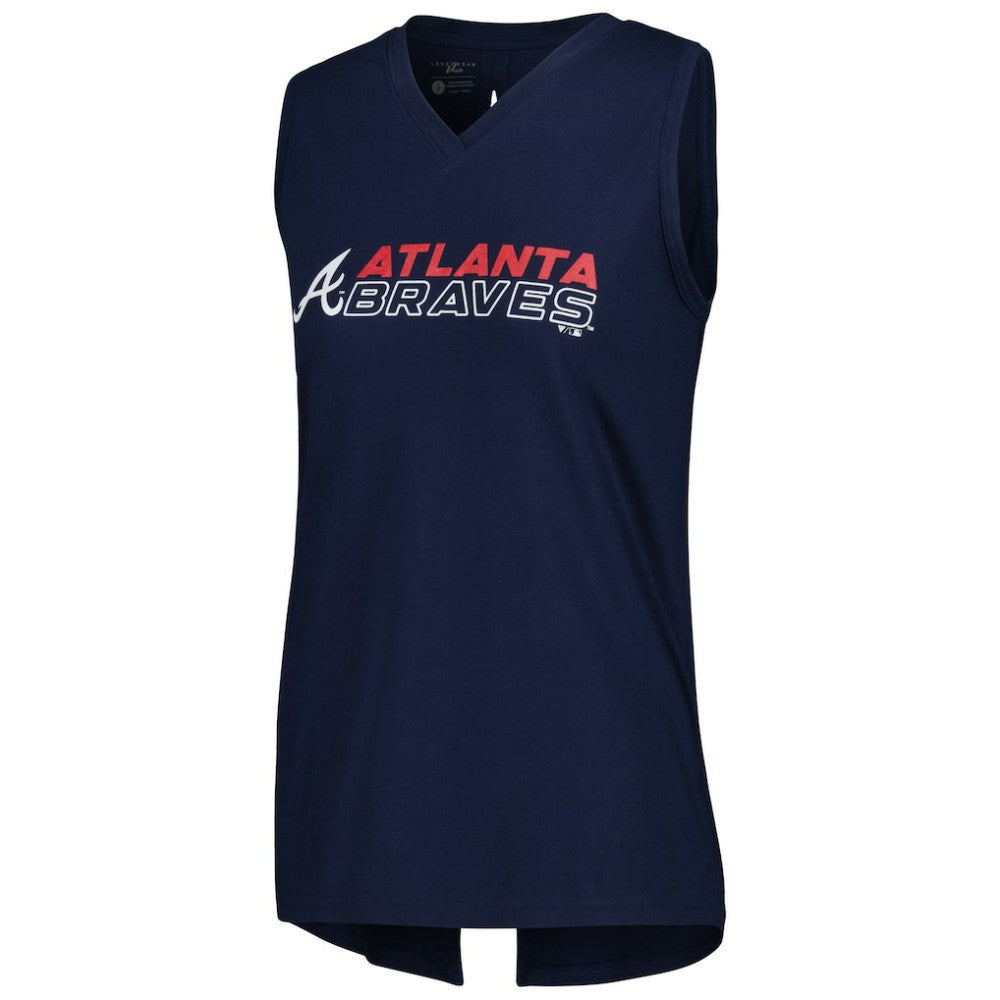 Navy Atlanta Braves Levelwear Women's Paisley Chase V-Neck Tank Top