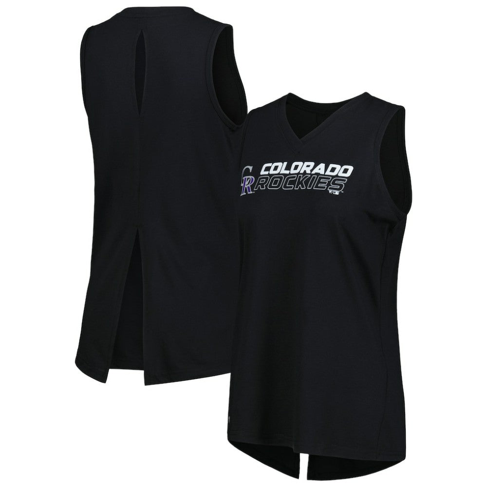 Black Colorado Rockies Levelwear Women's Paisley Chase V-Neck Tank Top