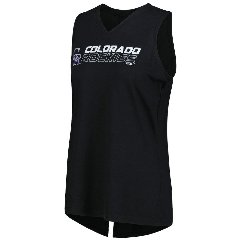 Black Colorado Rockies Levelwear Women's Paisley Chase V-Neck Tank Top