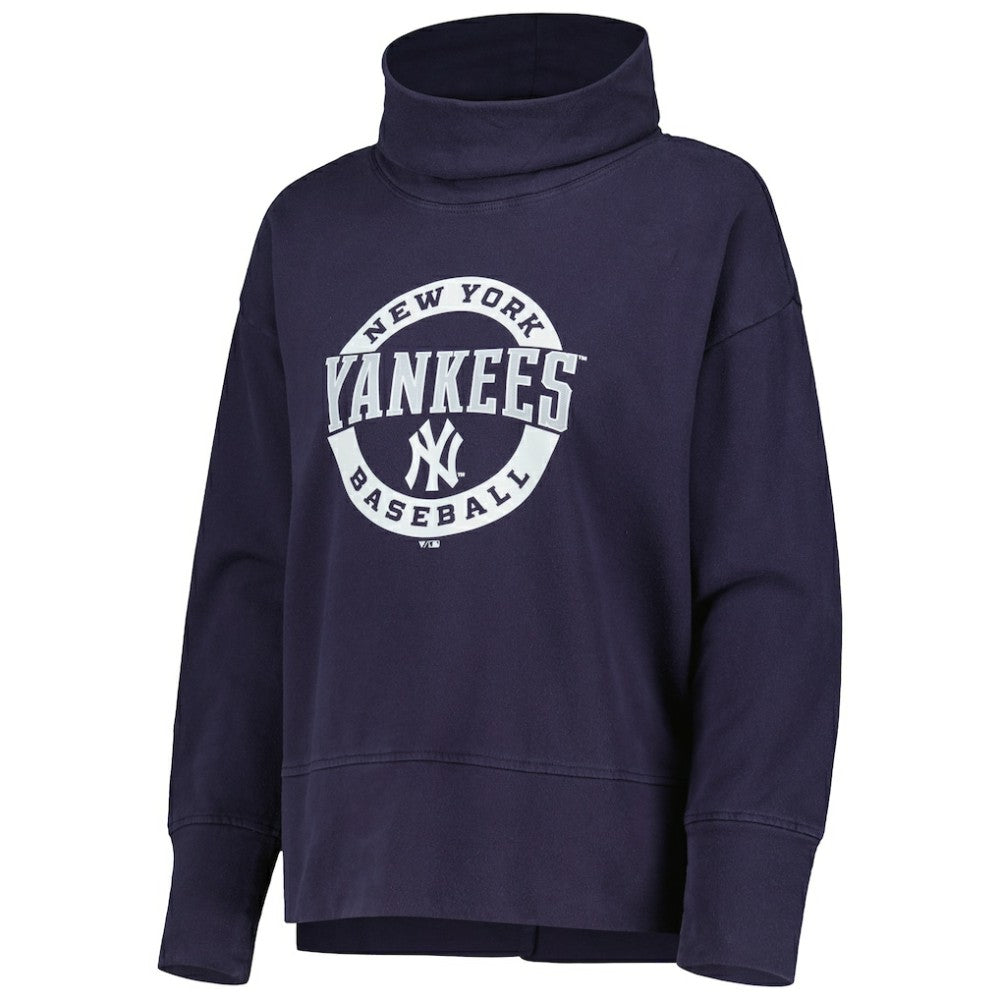 Navy New York Yankees Levelwear Women's Sunset Farm Team Pullover Sweatshirt