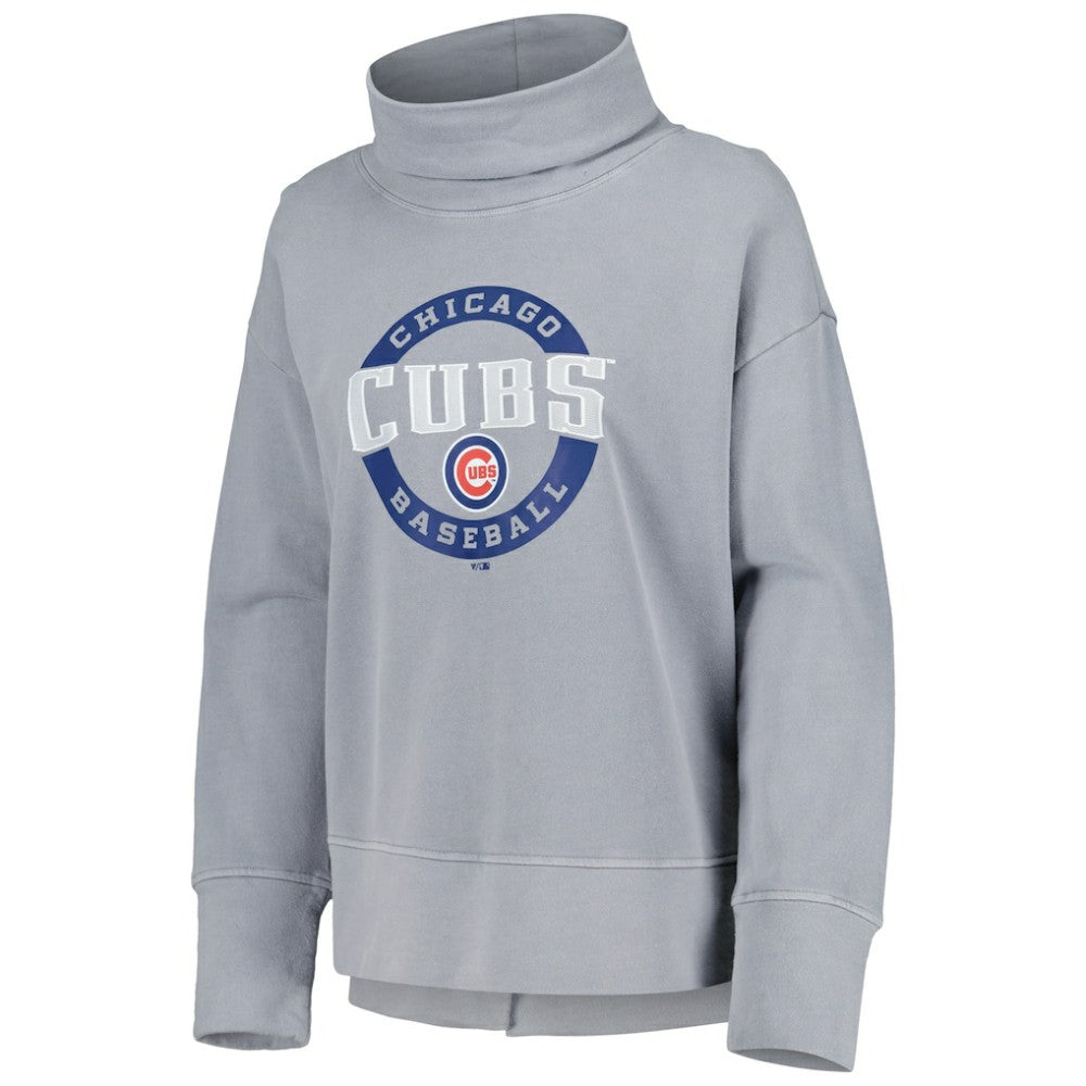 Heather Gray Chicago Cubs Levelwear Women's Sunset Farm Team Pullover Sweatshirt