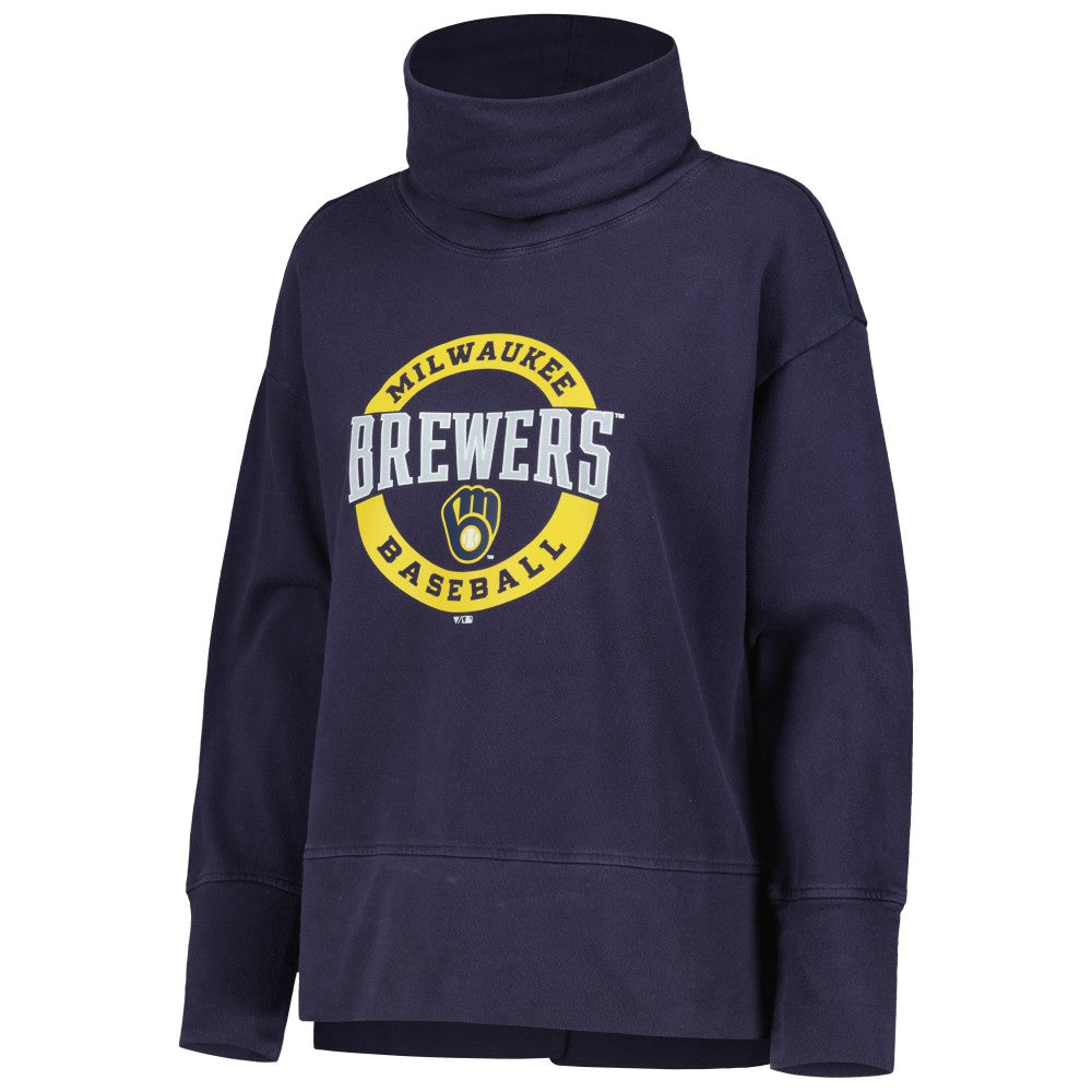 Navy Milwaukee Brewers Levelwear Women's Sunset Farm Team Pullover Sweatshirt