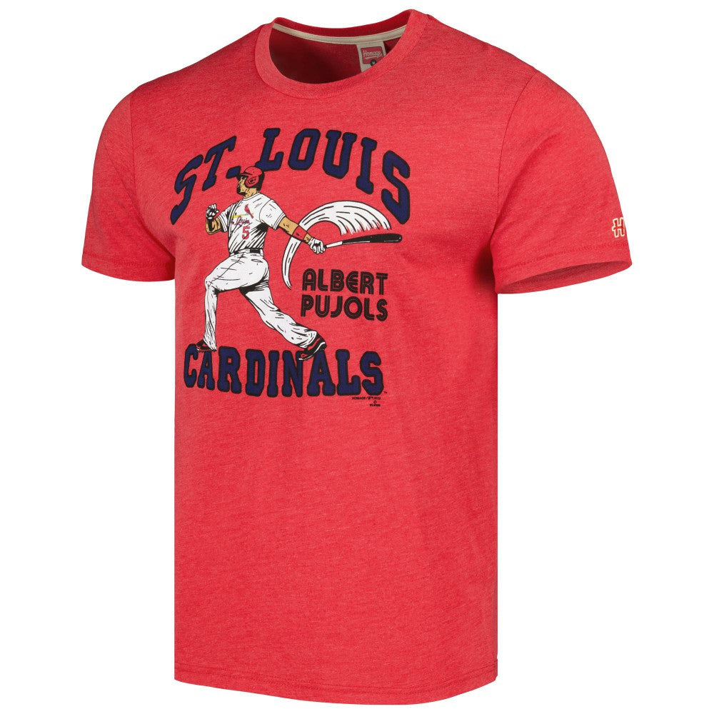 Red Albert Pujols St. Louis Cardinals Homage Illustration Tri-Blend T-Shirt